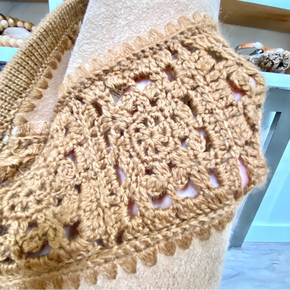 Chevron Suede patchwork/granny square knit combo duster boho cardi jacket - Picture 7 of 16